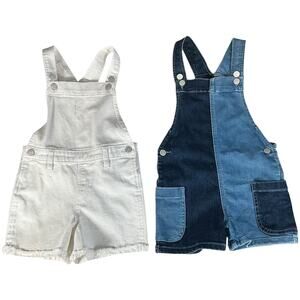 Epic Threads Bundle Girls Denim Overall Shorts Lot 2 SZ 6X Patchwork & White Bib